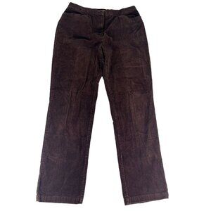 Jones Sport Women's Corduroy Dress Pants Brown Flat Front Straight Leg Cotton 12